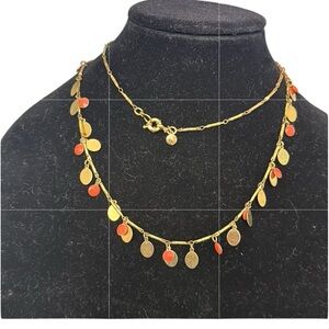 J. Crew Elegant Gold and Orange Necklace